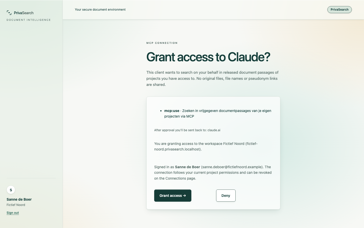 The consent screen where you give an AI assistant access to released passages
